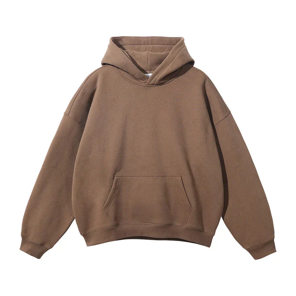 Men's brown oversized fleece lined hoodie