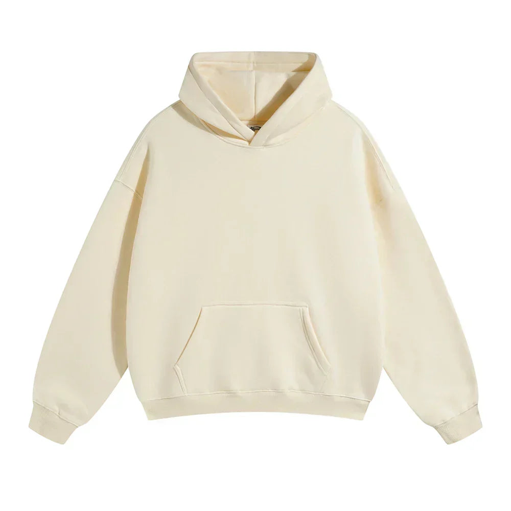 Men's cream oversized fleece lined hoodie