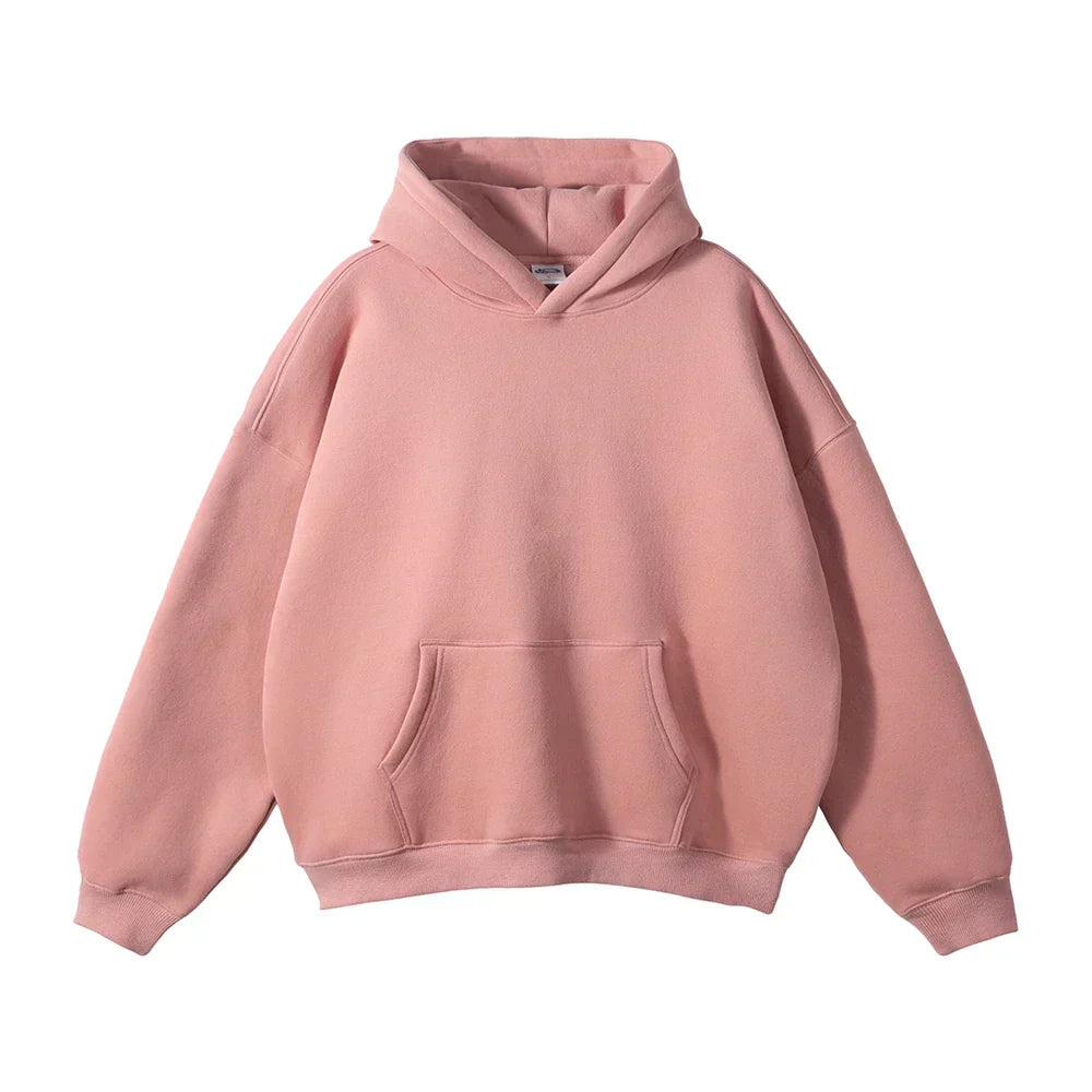 Men's pink oversized fleece lined hoodie