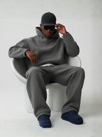 Men's dark grey oversized hoodie and jogger tracksuit set