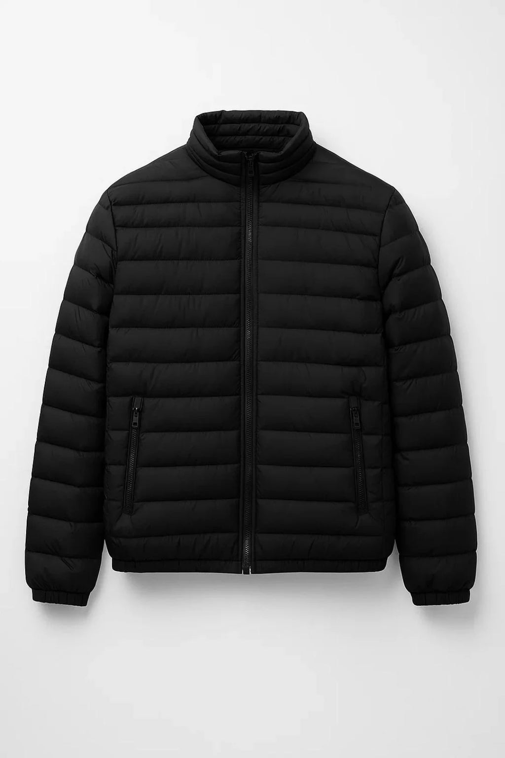 Men's padded jacket with stand collar