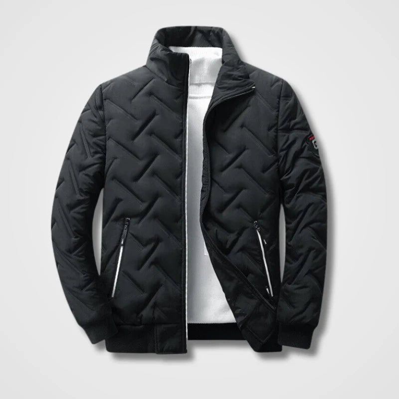 Men's black quilted bomber jacket