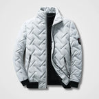 Men's light grey quilted bomber jacket