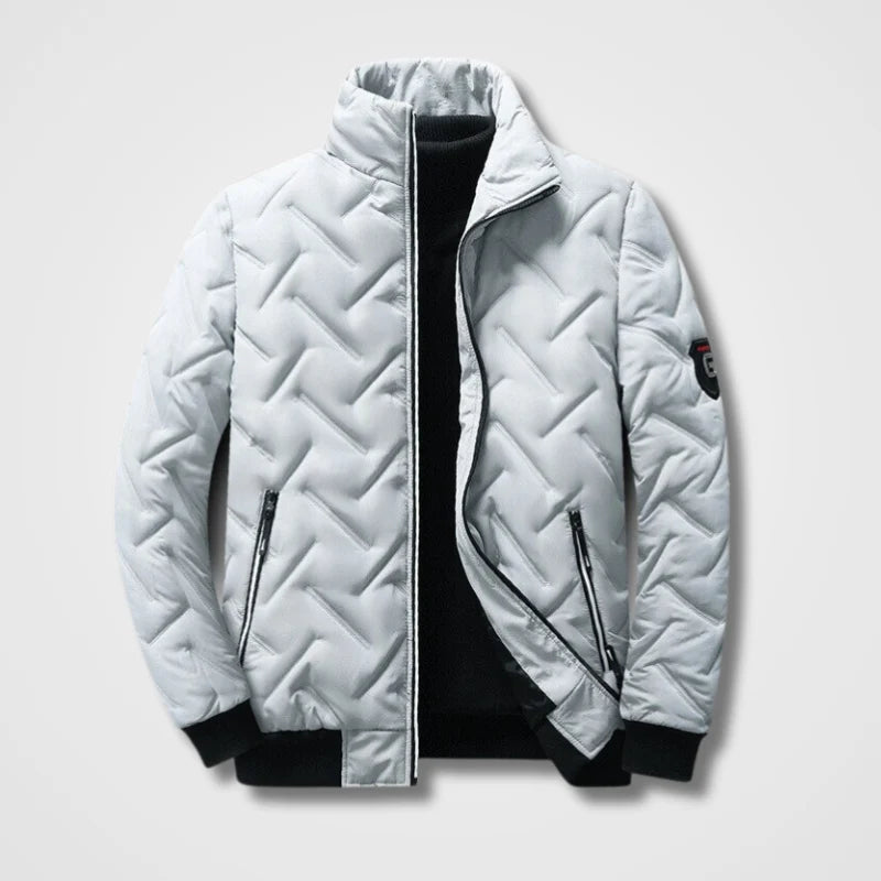 Men's light grey quilted bomber jacket
