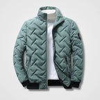 Men's sage green quilted bomber jacket