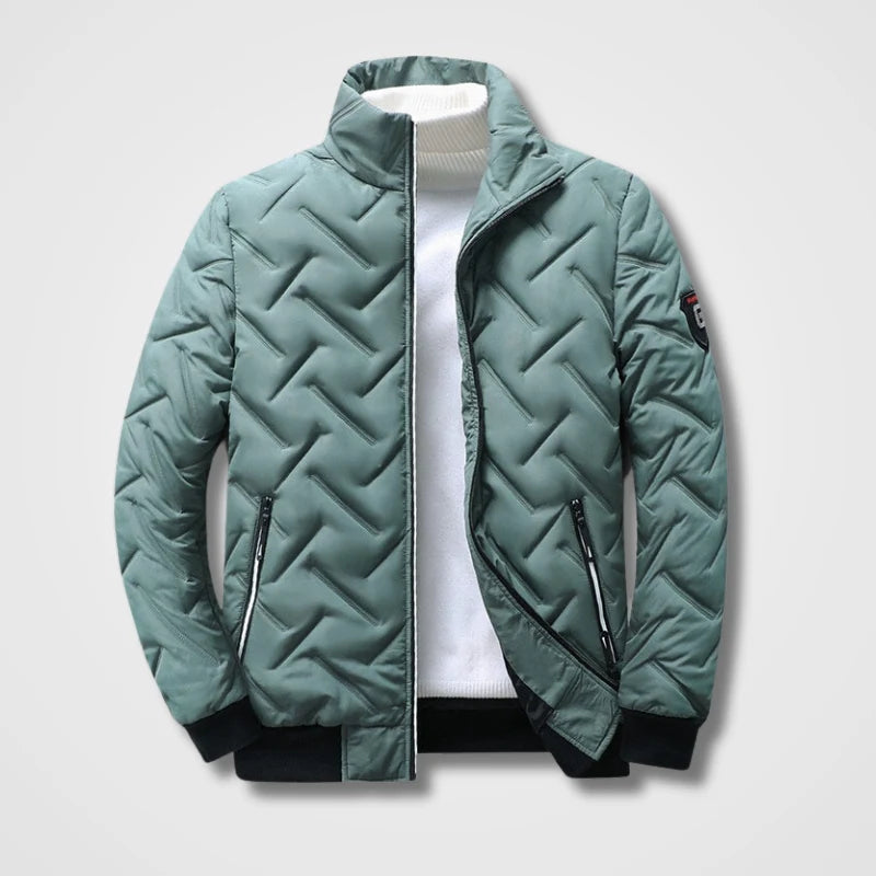 Men's sage green quilted bomber jacket
