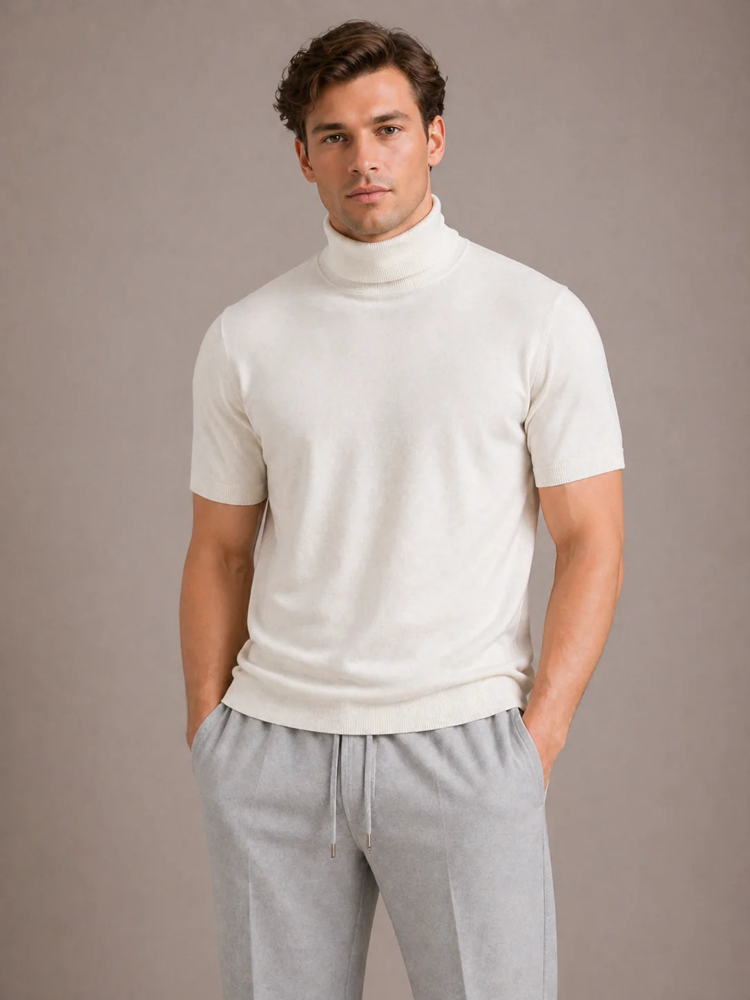 Men's short sleeve roll neck t-shirt