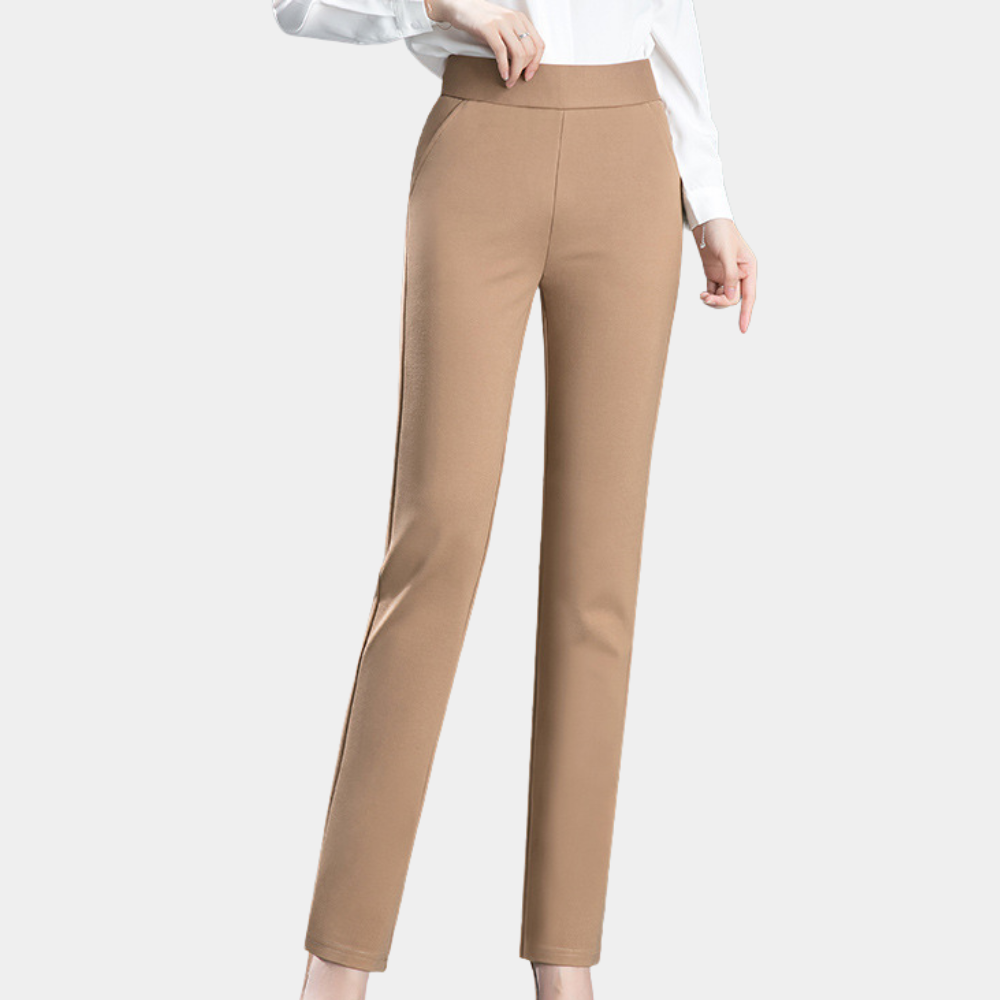 Women's straight-leg tailored trousers in black