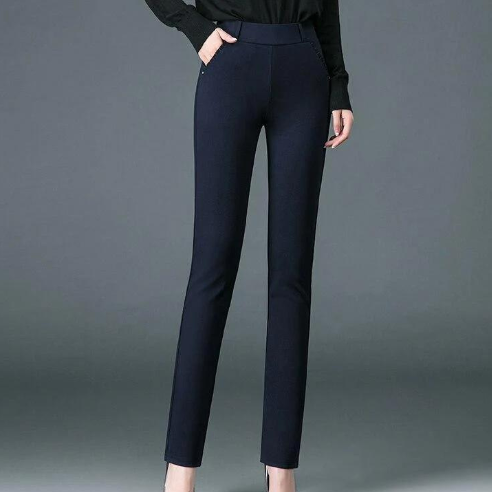Women's straight-leg tailored trousers in camel