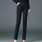 Women's straight-leg tailored trousers in camel