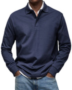 Men's navy long sleeve polo shirt
