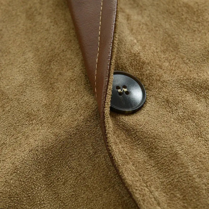 Men's khaki button-up winter jacket