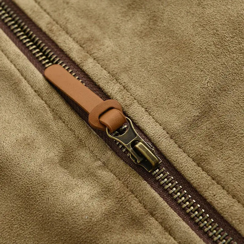Men's khaki button-up winter jacket
