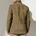 Men's khaki button-up winter jacket
