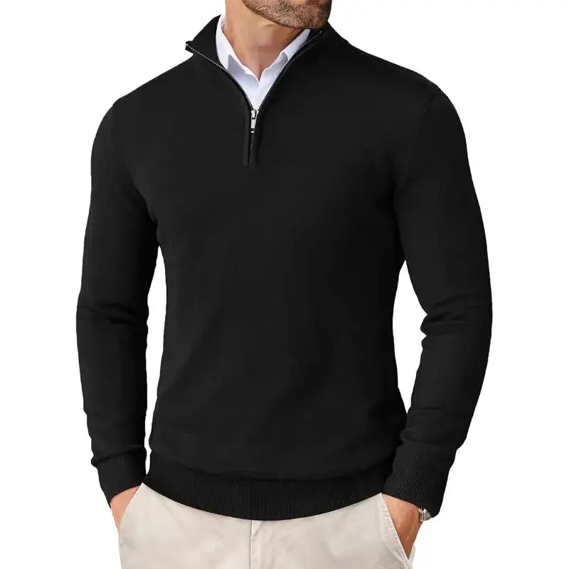 Men's black classic half zip jumper