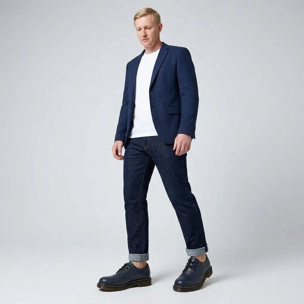 Men's navy lace-up oxford shoes