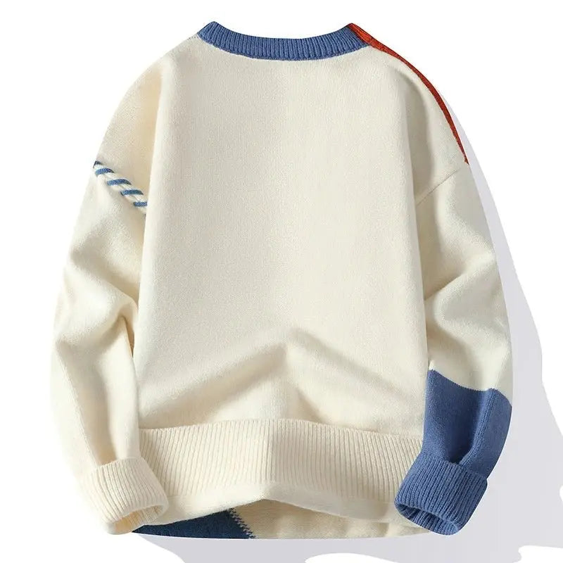 Men's colour block crew neck knitted jumper