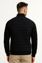 Men's quilted hybrid jacket with knitted sleeves