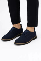Men's navy suede lace-up oxford shoes