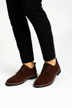 Men's dark brown suede lace-up oxford shoes