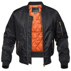 Men's black bomber jacket with quilted lining