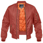 Men's rust bomber jacket with quilted lining