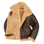 Men's PU leather aviator jacket with sherpa lining