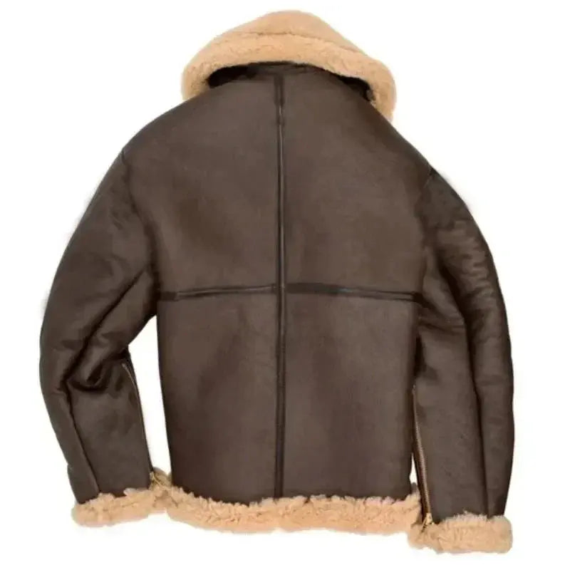 Men's PU leather aviator jacket with sherpa lining