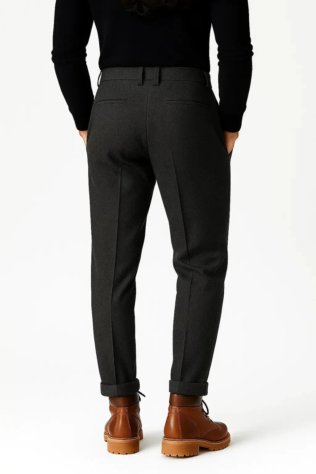 Men's pleated slim tapered wool blend trousers