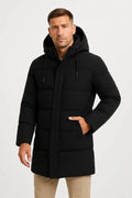 Men's black hooded down puffer jacket