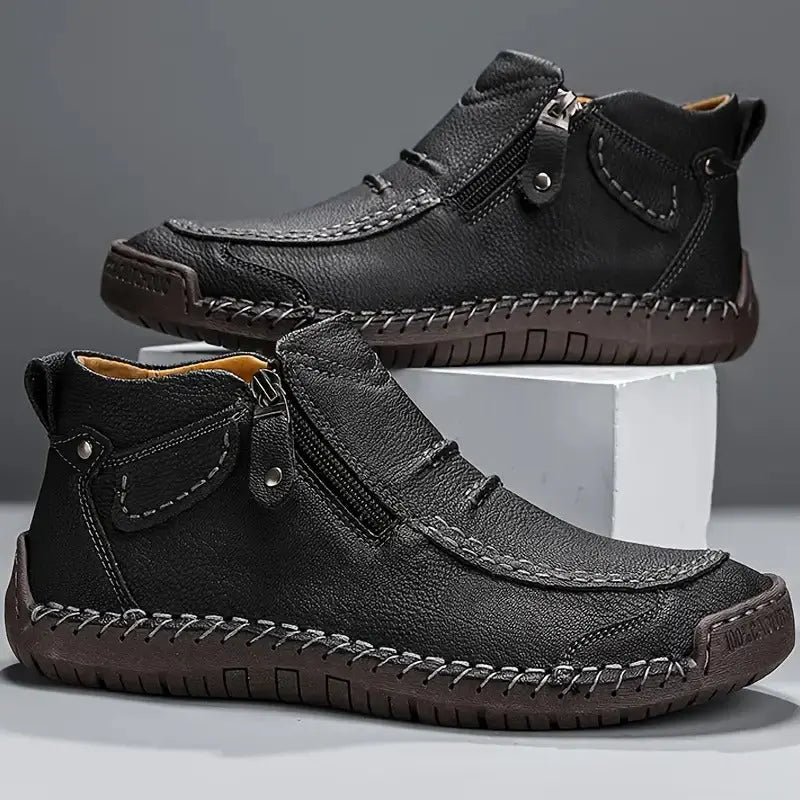 Men's black side zip ankle boots