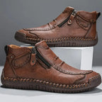 Men's brown side zip ankle boots
