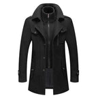 Men's black two-piece insulated overcoat
