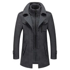 Men's grey two-piece insulated overcoat