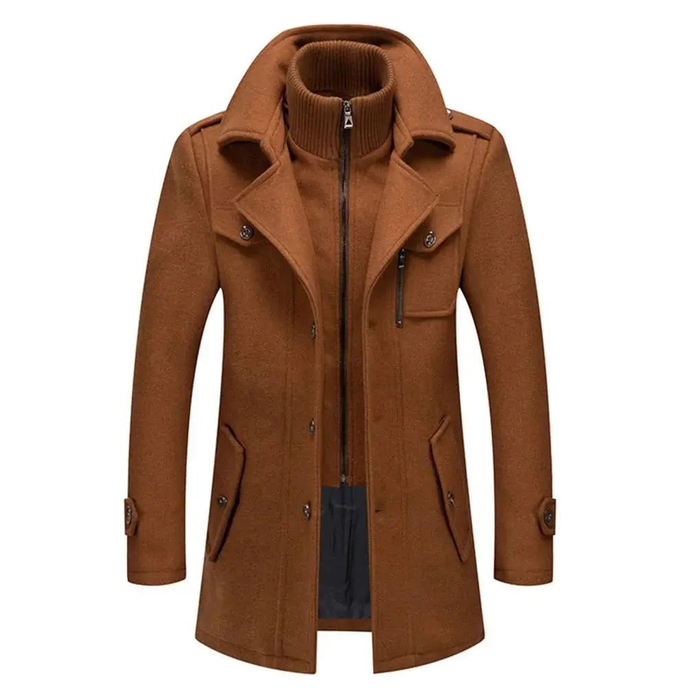 Men's caramel two-piece insulated overcoat