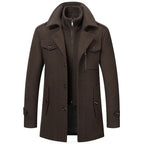 Men's dark brown two-piece insulated overcoat