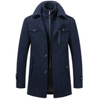 Men's navy two-piece insulated overcoat