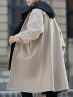 Oversized hooded longline coat, back view