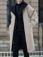 Close-up of pocket detail on oversized longline coat