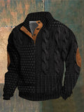 Men's black retro knitted jumper for autumn everyday wear