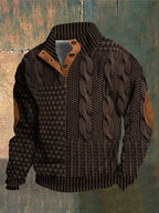 Men's black retro knitted jumper for autumn everyday wear