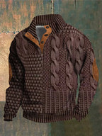 Men's black retro knitted jumper for autumn everyday wear