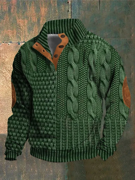 Men's black retro knitted jumper for autumn everyday wear