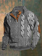 Men's black retro knitted jumper for autumn everyday wear