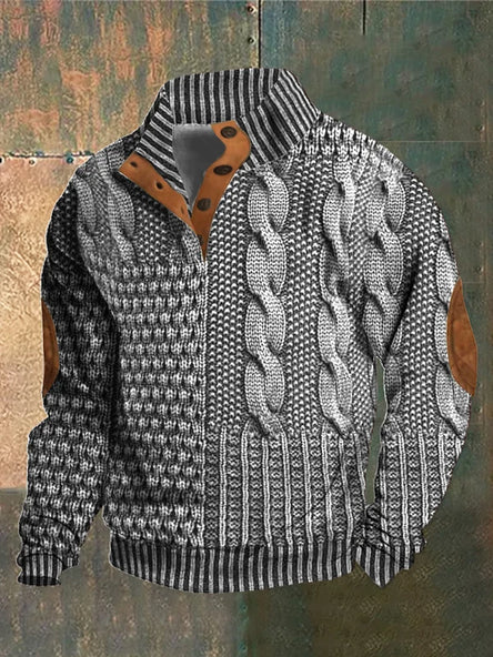 Men's black retro knitted jumper for autumn everyday wear