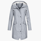 Hooded waterproof raincoat, side view