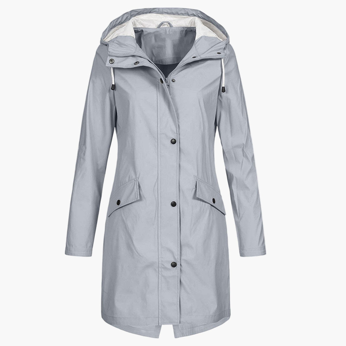 Hooded waterproof raincoat, side view