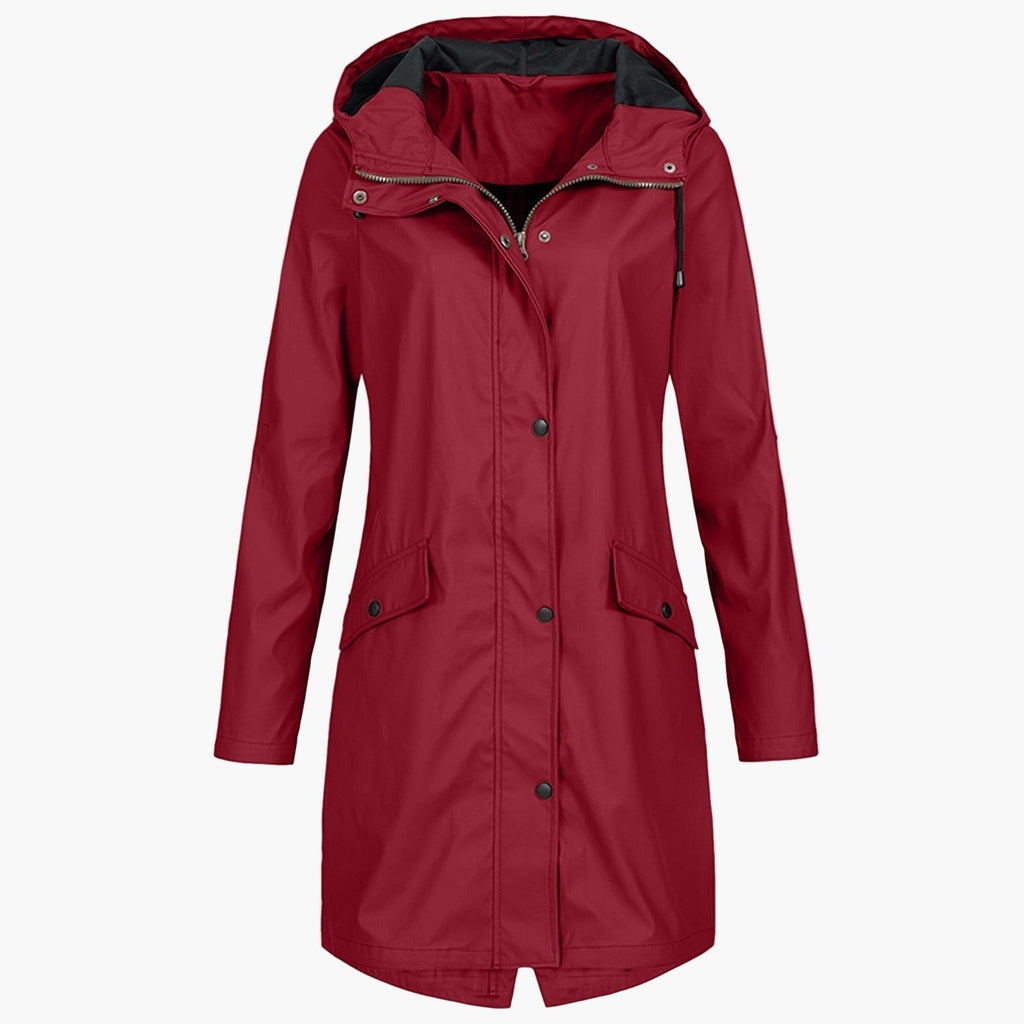 Close-up of hood on waterproof raincoat