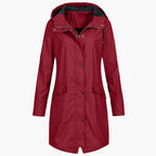 Close-up of hood on waterproof raincoat
