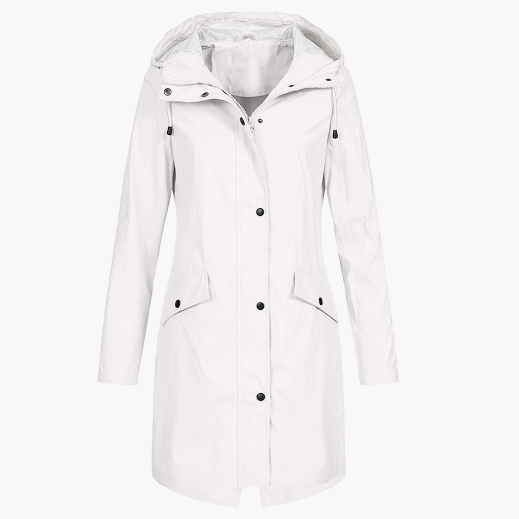 Close-up of zip fastening on waterproof raincoat